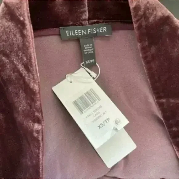 EILEEN FISHER Wine Kimono Velvet Silk Blend Jacket XS - Picture 8 of 8